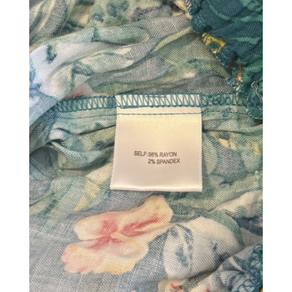 Jane + Delancey Floral Drawcord Wide Leg Crop Trouser Pants Green Women's Size M - Picture 7 of 8